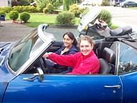 Sonia and Isa in my 1969 Firebird convertible. They are my foreign exchange students for the 2008-2009 school year.  Sonia is from Italy and Isa from Brazil.  They like listening to hip-hop music from a original (from Ebay of course!) AM-FM stereo 4-Sp...